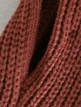 ZA 2021 Primavera Nuevas Mujeres Chaleco de Suéter con cuello de Tortuga Sólido sin Mangas de tejido Jersey de Alta Moda de la Calle del Vino rojo de la parte Superior