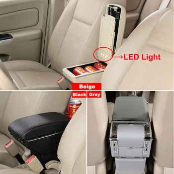 Apoyabrazos coche Cuadro Para Mitsubishi Attrage Mirage-2018 de Carga USB LED de Luz Resto del Brazo Giratorio en la Consola central, Caja de Almacenamiento