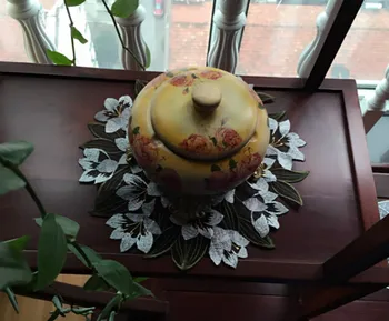 DUNXDECO Mantel de la Boda Decoración de la Flora de Orquídeas Bordado Mesa Redonda Cubierta de Tela de la Tierra Vintage de la Casa, Accesorios para Escritorio