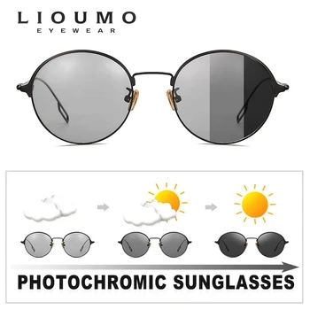 LIOUMO de la Moda de la Ronda de Gafas de sol Para Mujer Polarizadas de Conducción Gafas de Sol de los Hombres Gafas Fotocromáticas Vintage lentes de sol hombre