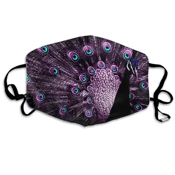 Unisex de Impresión de la Boca de la Máscara Hermosa Púrpura del pavo real de Gráficos de Poliéster Anti-polvo de la Boca-Mufla - de la Moda de Lavado Reutilizables Cara