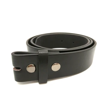DIY Cinturones accesorios Negro cuero de la PU de la correa sin hebilla de más el tamaño de 130 cm de los hombres de la correa ancho 3.8 cm