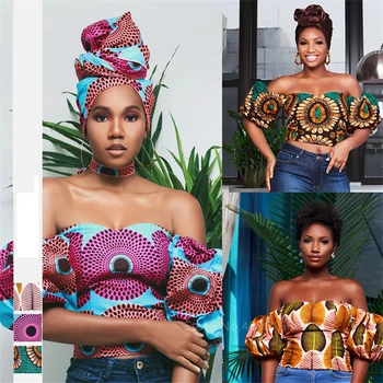 Verano Sexy Top Damas de África Ropa 2020 Noticias Dashiki Hombro Off Camisetas Americana de Ropa de Moda Africanos Vestidos para las Mujeres