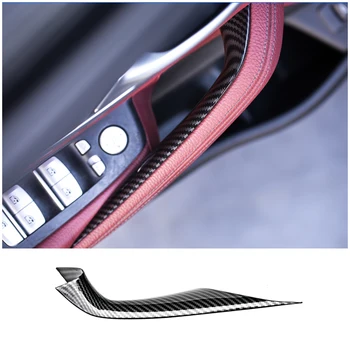 Para BMW 5 Serie G30 G38 2018 2019 Interior del Coche de Fibra de Carbono Textura Apoyabrazos de la Puerta Tire de la Manija de la Cubierta Protectora de Recorte