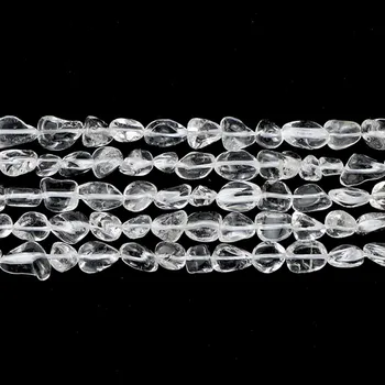 YHBZRET Blanco de Cristal de Roca de Cuarzo de la Piedra Natural Irregular de Grava Suelta perlas para la Joyería de las pulseras Collar de 4~8 mm 15