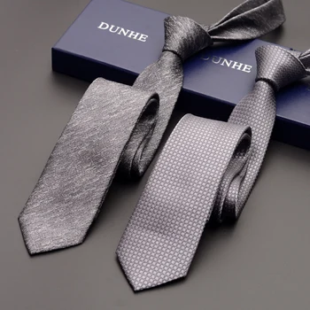 De alta Calidad 2020 de la Moda de Nueva Novia de Seda Corbatas para los Hombres de Corbata slim 6cm de Corbata a los Diseñadores de la Marca Gris Astilla el Lazo del Cuello con Caja de Regalo