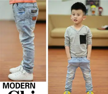 2018 la primavera y el verano los niños niño de pantalones vaqueros de los niños de los pantalones casuales coreano de color claro, los pantalones de algodón