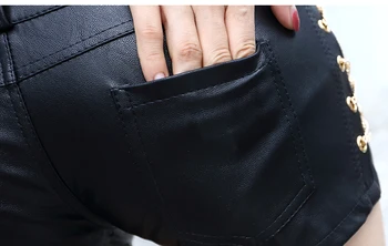 2019 la Primavera de las Mujeres Bodycon Femme Shorts de Cuero de la Pu de la Señora Delgado Casual Flaco de Cintura Alta pantalones Cortos Botas Cortas Feminino Negro Rojo S~XL