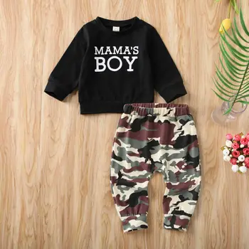 2020 de la Moda Nueva de pequeños de Niños Bebé Niño T-Shirt Tops de Camuflaje Pantalones Largos 2PCS Trajes Ropa Set 2PCS
