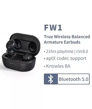 FiiO FW1 Verdadero Wireless HiFi Auriculares, el Bombeo de Bajo, TWS Bluetooth V5.0 Auriculares con aptX