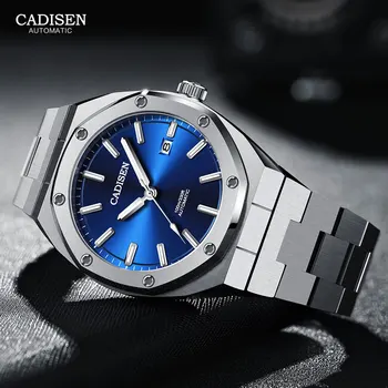 CADISEN Automática Mecánica Relojes de los Hombres 2020 Marca de Lujo de Relojes de 100M Impermeable Luminosa Azul de Acero Inoxidable Reloj de Pulsera Hombre