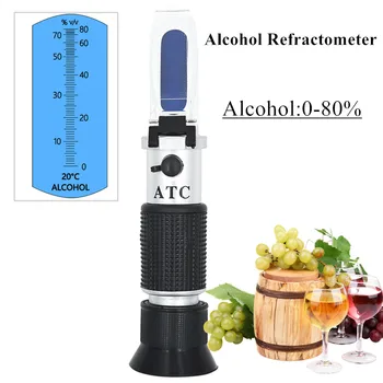 De mano de alcohol Refractómetro licor probador refractómetro urinometer detector de monitor de alcohol medidor de 0-80% con ATC 40% de descuento