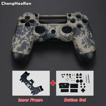 ChengHaoRan Para PS4 Gamepad Controlador de Camuflaje Frente+Vivienda de nuevo Caso de Shell Cubierta W/ Marco Interior, y todos los Botones Kit,JDM-001 010 011