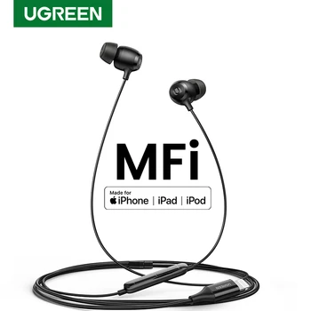 UGREEN MFi Certificado de Auriculares con Cable Lightning Conector de Auriculares para el iPhone 12 11 con Micrófono y Controlador
