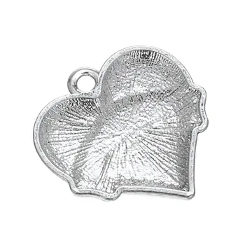 Anzuelo de aleación de zinc chapado de rodio cristal de la Policía de la Esposa del corazón de los encantos 10pcs