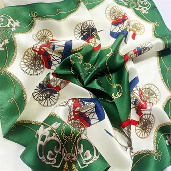 POBING Pura Seda de la Bufanda de las Mujeres en un Carruaje de Impresión Bufandas Cuadradas Cabeza Pequeña Pañuelo Mayorista Hiyab Envuelve 53x53CM