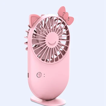 Rosa de dibujos animados Mini Portátil de Bolsillo Fan de Carga USB Portátil/de Escritorio Pequeño Ventilador