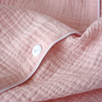 Verano de las Señoras de la ropa de dormir de Algodón de Doble capa de Gasa de Crepé Rosa Pijama de pantalones Cortos Para las Mujeres Trajes de Noche de Tamaño Grande Sueño Tops de Nuevo