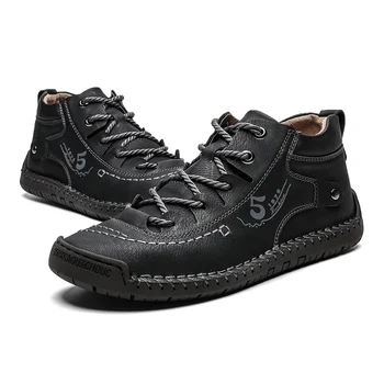 Hombres nuevos Zapatos Casual Transpirable Zapatos de Cuero de los Hombres de los Hombres Clásicos hechos a Mano de los Hombres Calzado de Gran Tamaño Moccasin 38-48