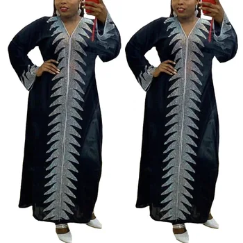 Primavera Otoño Diamantes Maxi Vestidos De África Ropa Africanos Vestidos Para Las Mujeres Musulmanas Largo Vestido De Alta Calidad De La Moda Vestido De Dama