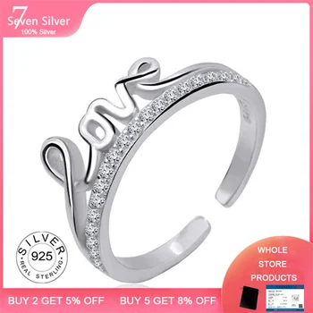 925 anillos de plata de ley para las mujeres de la vendimia de bellas jelwery Multicapa abierto ajustable de la moda de Joyería de Plata amante de la carta