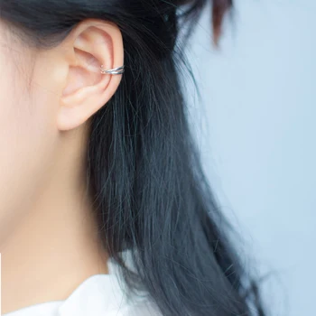 2020 de la moda Puños del Oído De 925 de la Plata Esterlina de la Oreja del Manguito de los Pendientes de Clip para las mujeres Escaladores No Piercing Falso Cartílago Pendiente