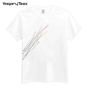 2019 Asiático Tamaño de Impresión de los Hombres del arco iris de Chorro de Aire el Avión de Moda T-shirt de Manga Corta O-Cuello de Verano Casual T-shirt