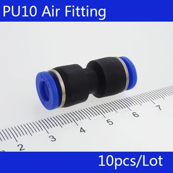 De alta calidad PU10 de 10 piezas 10 x 10 mm de Inserción En la Tubería de Aire de Neumático One Touch Accesorios
