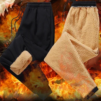 Cálido Invierno Pantalones para hombres Clásico de la Marca de Moda pantalones de Chándal, Pantalones Gruesos Pantalones de cachemir Polar Macho de Largo al aire libre Pantalones 4xl