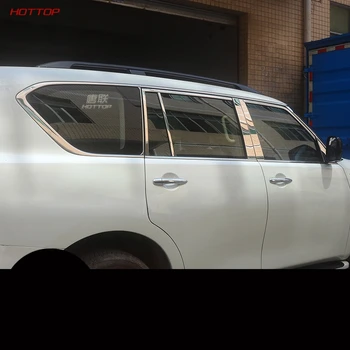 Coche automático-estilo de Acero Inoxidable Coche Guarnición del Pilar de la Ventana de la Mitad de la Tira de Moldura Marco para Nissan Patrol Y62 2016 2017 2018 2019