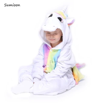 Los niños Pijamas de Unicornio para Niñas y Niños, Enterizo de los Niños de los Animales Panda de Ciervo Niño de Pijamas de Invierno de los Niños ropa de dormir Pijamas unicornio