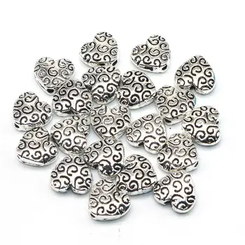 100pcs/lot Tibetano de Plata de Corazón de Color de perlas de 8mm Espaciador de Metal Perlas de encanto artesanal trabajo De BRICOLAJE Pulsera Accesorios de la Joyería