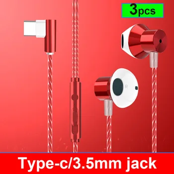 3pcs/lot Tipo C Jack de 3,5 mm para Auriculares Gaming Auriculares con Micrófono de los Auriculares de la Música 6D Auriculares Estéreo auriculares fone de ouvido