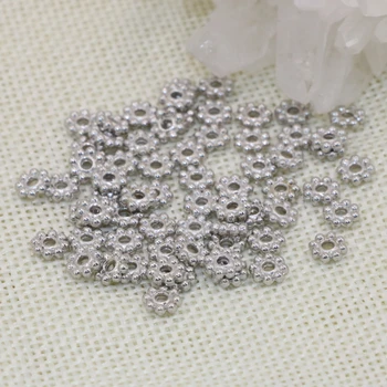 Precio al por mayor accesorios separadores de bolas de 5 mm, 100pcs plata del color de la nieve en forma de flor elegante para la fabricación de joyas B2546