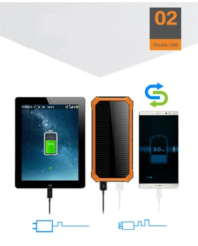 20000mAh Banco de la Energía Solar Impermeable Powerbank Cargador de Móvil con Luz de Camping de Batería Externa para el iphone 11 pro de xiaomi mi9