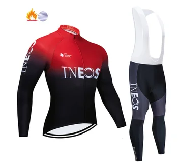 Los hombres del 2020 INEOS Invierno forro Térmico de Manga Larga Jersey de Ciclismo conjunto de MTB de la Bicicleta la Ropa al aire libre de ropa Deportiva Transpirable