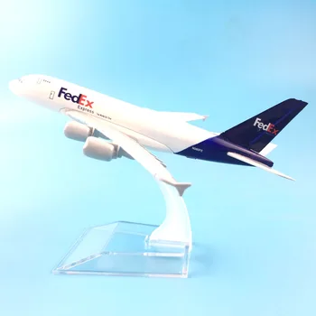 Airlines a380 de fedex express modelo de la aeronave la aeronave modelo de simulación de 16 cm de aleación de navidad de juguete de regalo para los niños