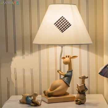 JW_Nordic Hermosa Mesita de noche LED Lámparas de Mesa para el Dormitorio del Mediterráneo de dibujos animados de los Ciervos de las Luces de la Sala infantil de la Navidad de la Decoración de la Lámpara