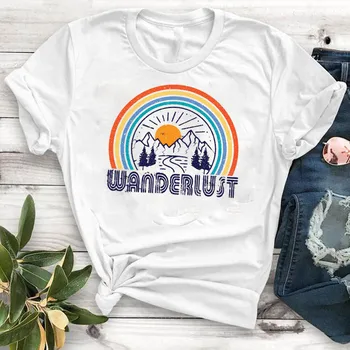 Casual de la Camiseta de las Mujeres de la moda de pasear viaje de Verano de la Impresión de la Camiseta de las Mujeres de las Mujeres Camisa Mujer Gráfico Lindo Camisetas T-shirt