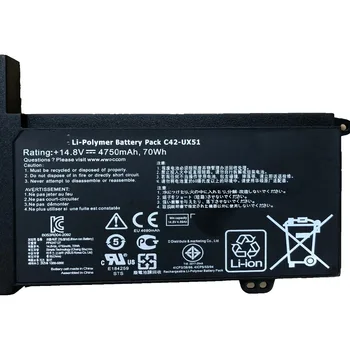 14.8 V 4750mAh/70wh C42-UX51 nuevo Original C42-UX51 de Batería del ordenador Portátil Para ASUS ZenBook U500 U500V U500VZ UX51 UX51V UX51VZ