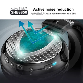Original Philips SHB8850 auricular inalámbrico Bluetooth activo de reducción de ruido potente beterry NFC Auriculares con micrófono