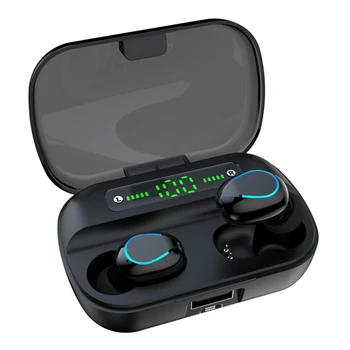F9 TWS los Auriculares Inalámbricos Bluetooth 5.0 Impermeable de Bluetooth Auriculares con Micrófono de 2000MAh de Caja de Carga Negro