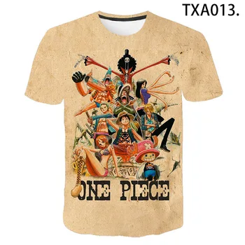 Anime One Piece Camiseta de Hombres, Mujeres y Niños de Verano de la Impresión 3D T-shirt Luffy Camiseta de Moda Tops de Manga Corta de Niño Niña Niños Cool Camiseta