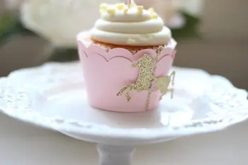 Cusom color Carrusel de caballos de cumpleaños cupcake wrappers de la boda nupcial de la ducha de bebé parte de la torta de los titulares de los contenedores