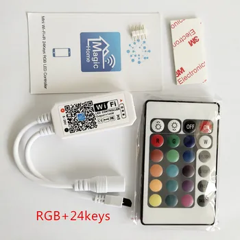 DC12V Mini WIFI RGB/RGBW Controlador con 21key 24key remoto IOS/Android Teléfono Móvil inalámbrica para Tiras de LED de Sincronización Timmer Música