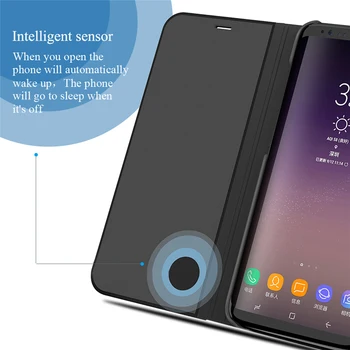 Caso de Smartphone Para la Galaxia de Samsung A50 Un 50 funda de Cuero Inteligente Espejo de la Vista de Casos de Teléfono de los Casos Para Samsung A50 Libro animado caso