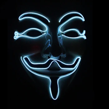 1PCS Fiesta de Máscaras de V de Vendetta de Luz LED de la Máscara de Anonymous de Guy Fawkes de disfraces Adultos Disfraces Accesorios de Fiesta Cosplay Máscaras,W