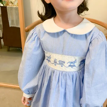 Las niñas de Bebé de la Camisa de Vestido Bordado 2021 Niños coreanos de la parte Occidental de la Princesa Vestido de las Niñas de Bebé de Moda de Fiesta/Vestido de cumpleaños