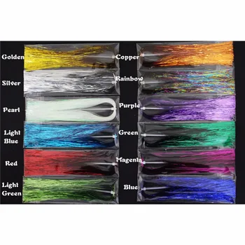 Tigofly 12 Colores de 0,3 mm de Flashabou Tinsel Plano de Mylar de Cristal Flash Trucha Tubo de la Pesca con Mosca Atar los Materiales