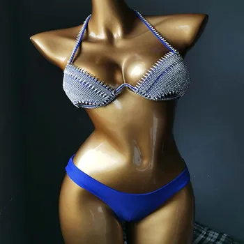 2021 venus vacaciones de diamante de imitación de bikini conjunto de mujeres sexy traje de baño push up ropa de playa